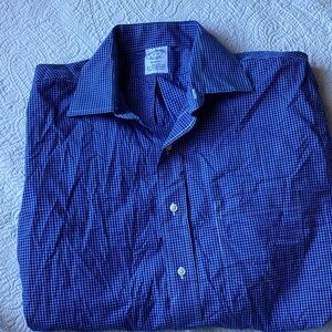 Brooks Brothers Navy Checkered Button Down Shirt